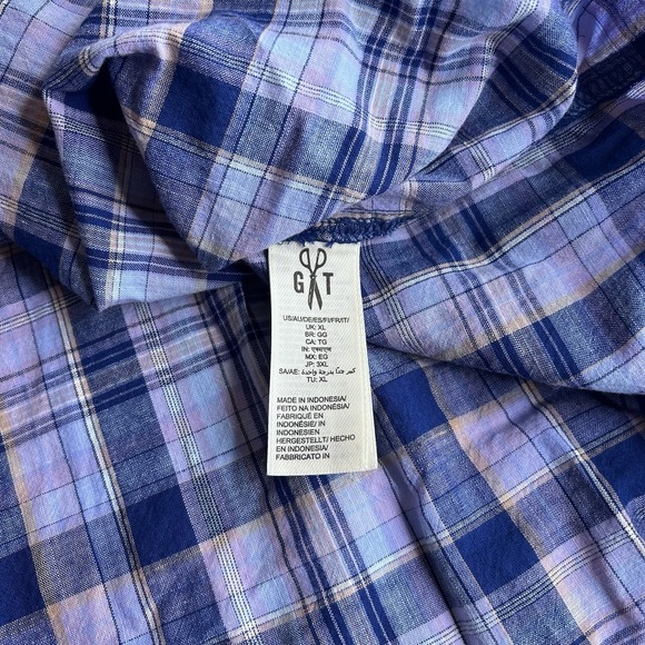 Goodthreads Women's XL Long-Sleeve Shirt Blue Plaid Front Pocket Quarter Button - Picture 5 of 8